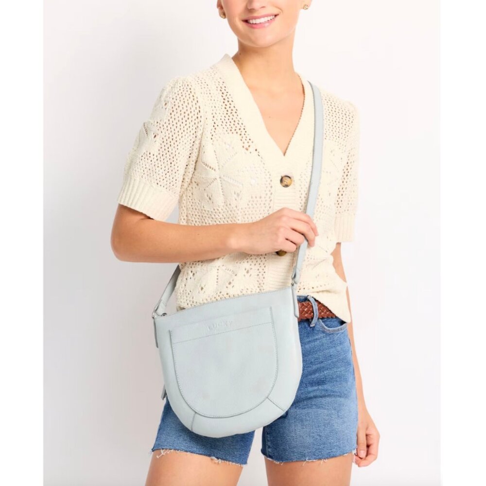 New Lucky Brand Kyla Leather Crossbody Bag – Light Blue